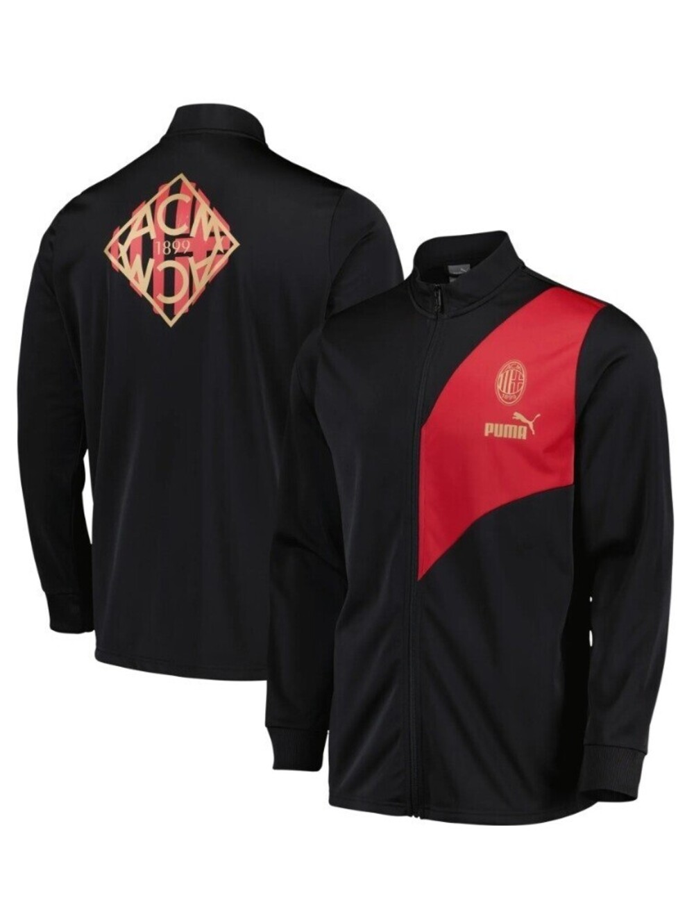 PUMA AC Milan Soccer $120 Culture+ Track Top Jacket BLACK 777691 20 LARGE L
